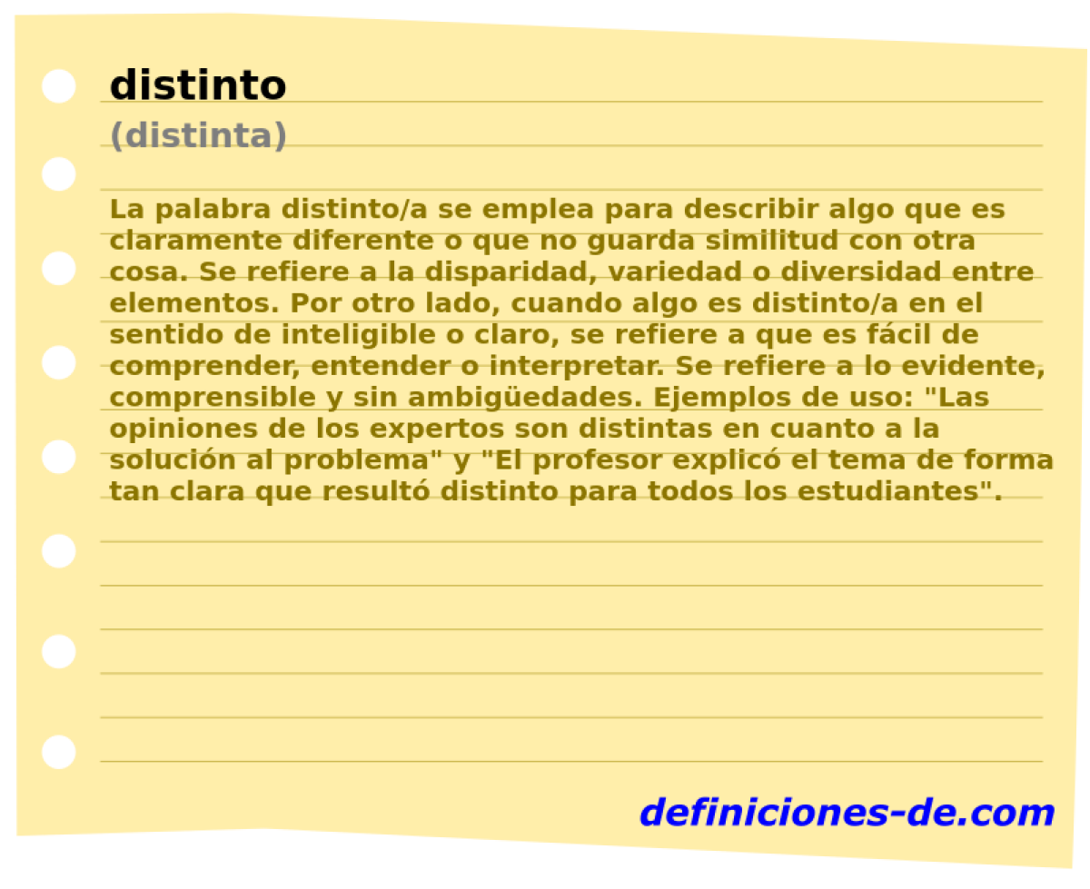 distinto (distinta)