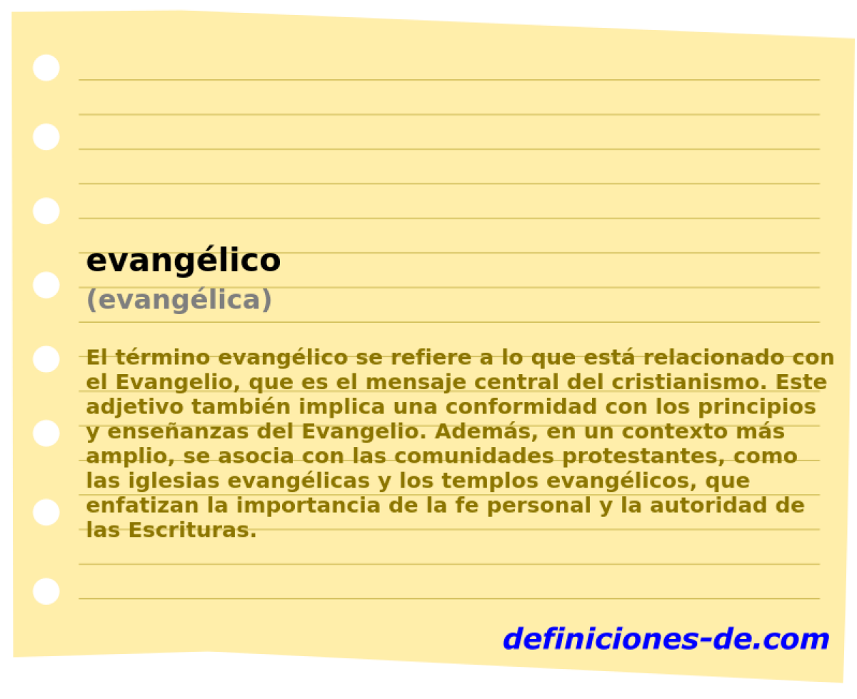 Evangélico (evangélica)  Significado de evangélico