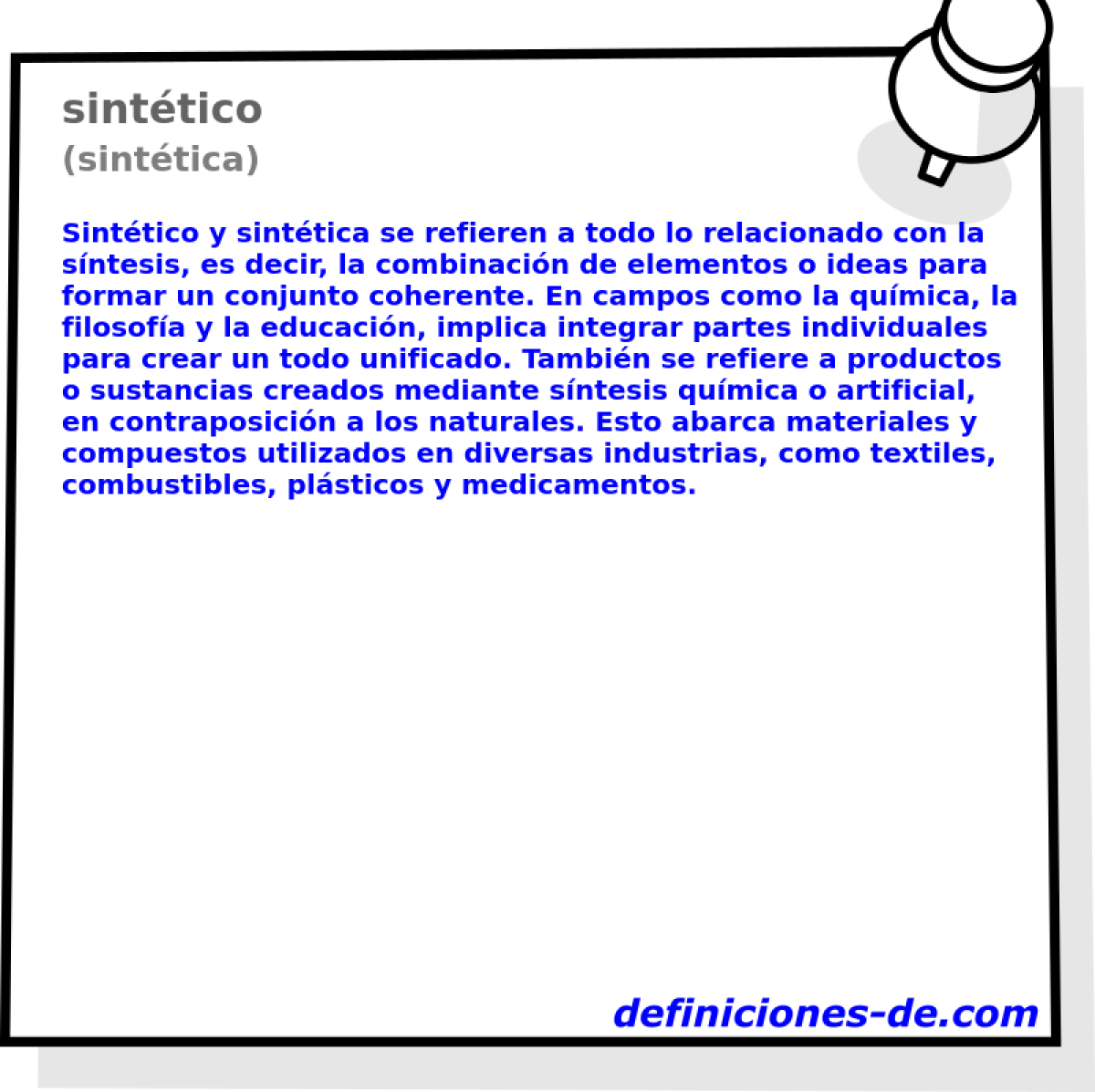 sinttico (sinttica)