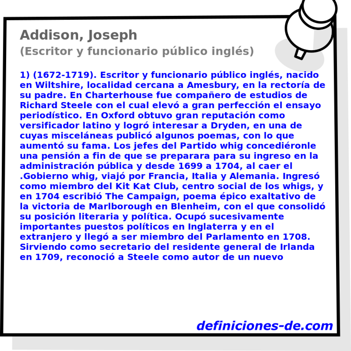Addison, Joseph (Escritor y funcionario pblico ingls)