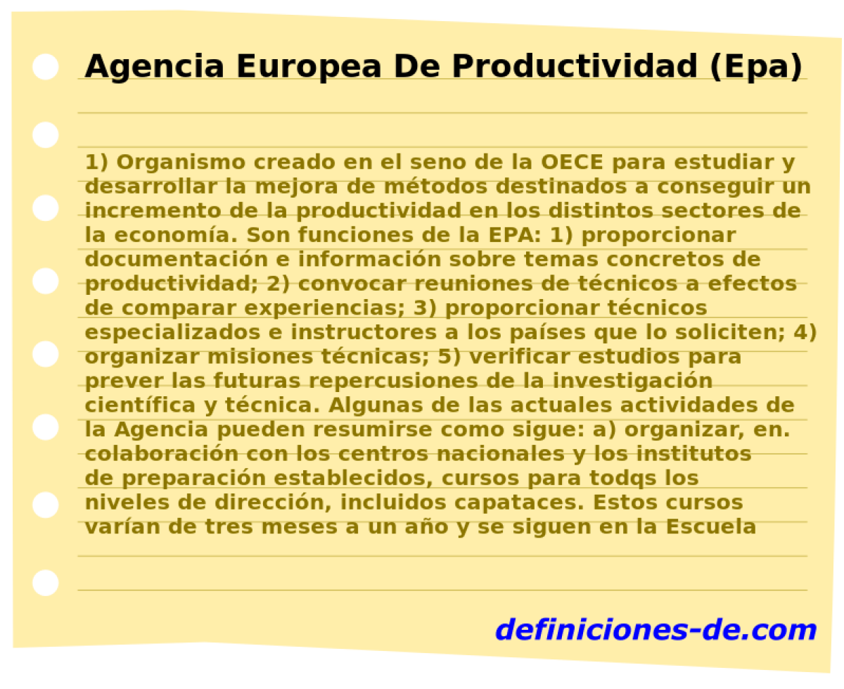 Agencia Europea De Productividad (Epa) 