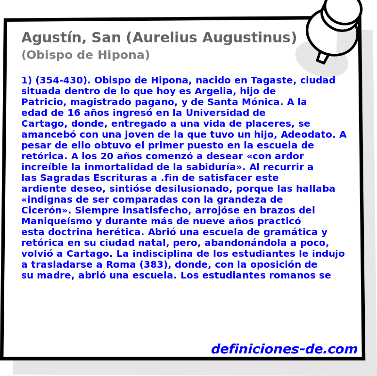 Agustn, San (Aurelius Augustinus) (Obispo de Hipona)
