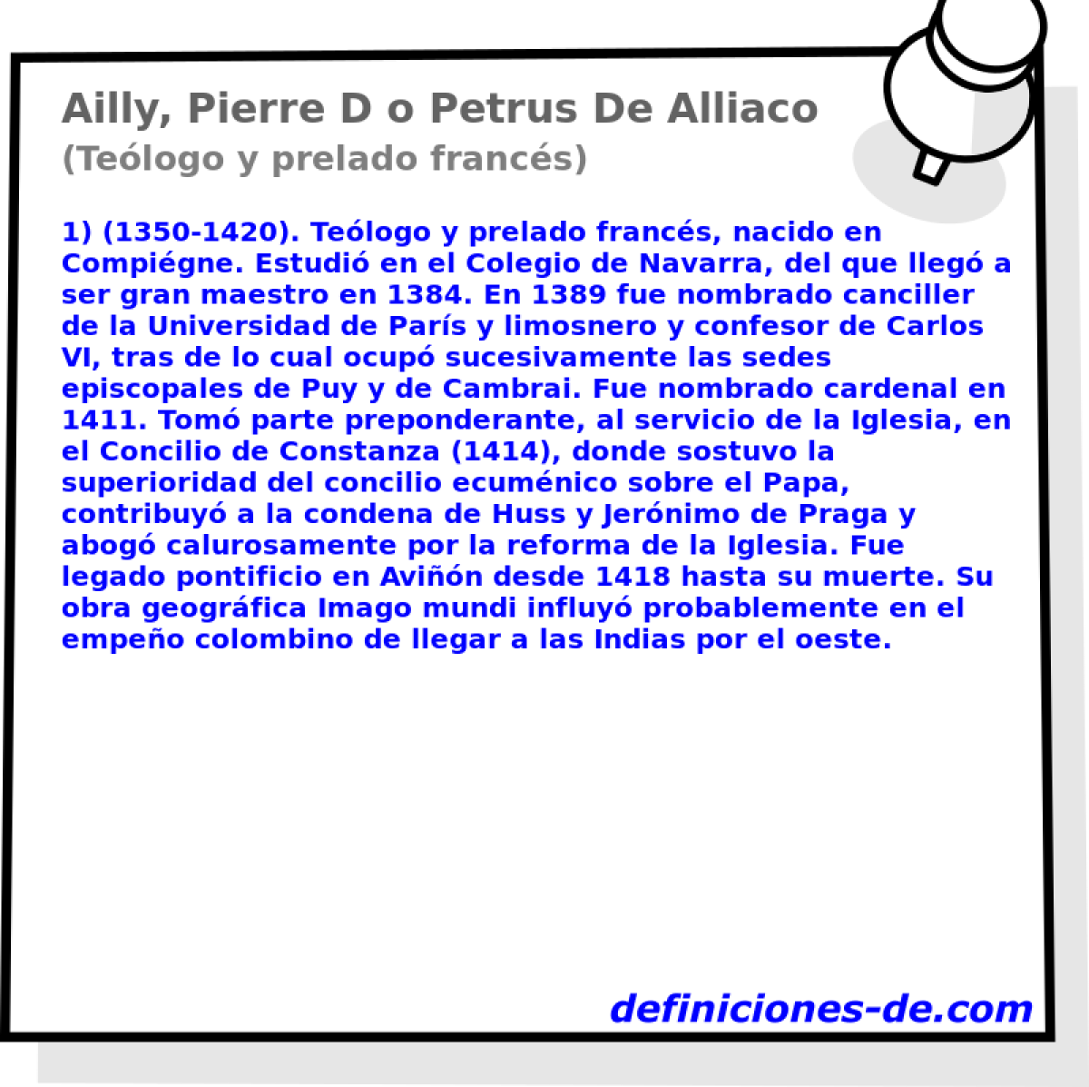 Ailly, Pierre D o Petrus De Alliaco (Telogo y prelado francs)