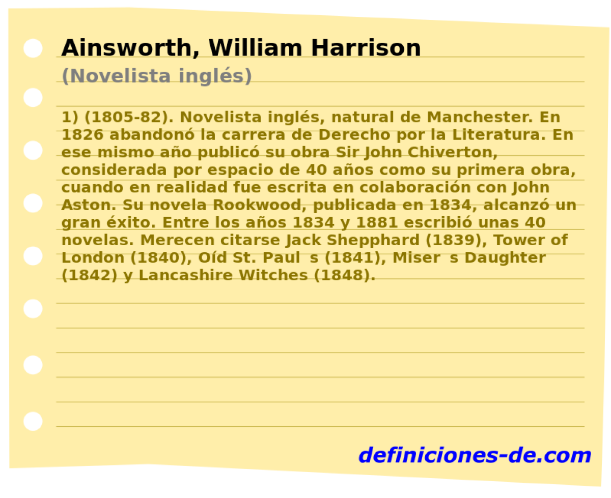 Ainsworth, William Harrison (Novelista ingls)