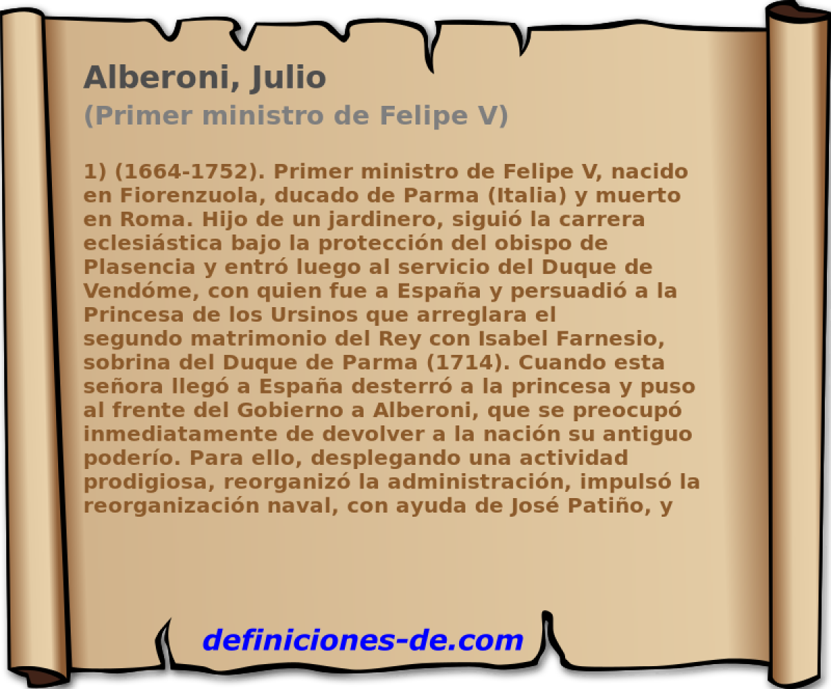 Alberoni, Julio (Primer ministro de Felipe V)