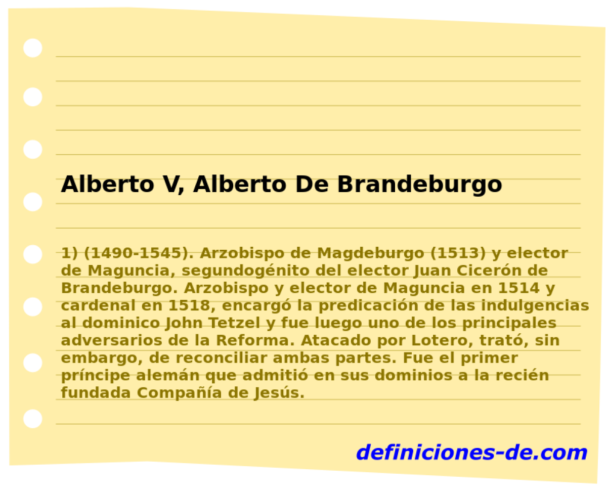 Alberto V, Alberto De Brandeburgo 