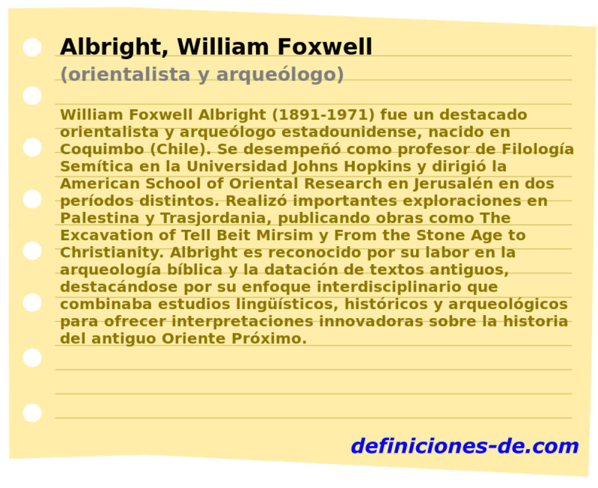 Albright, William Foxwell (Orientalista y arquelogo)