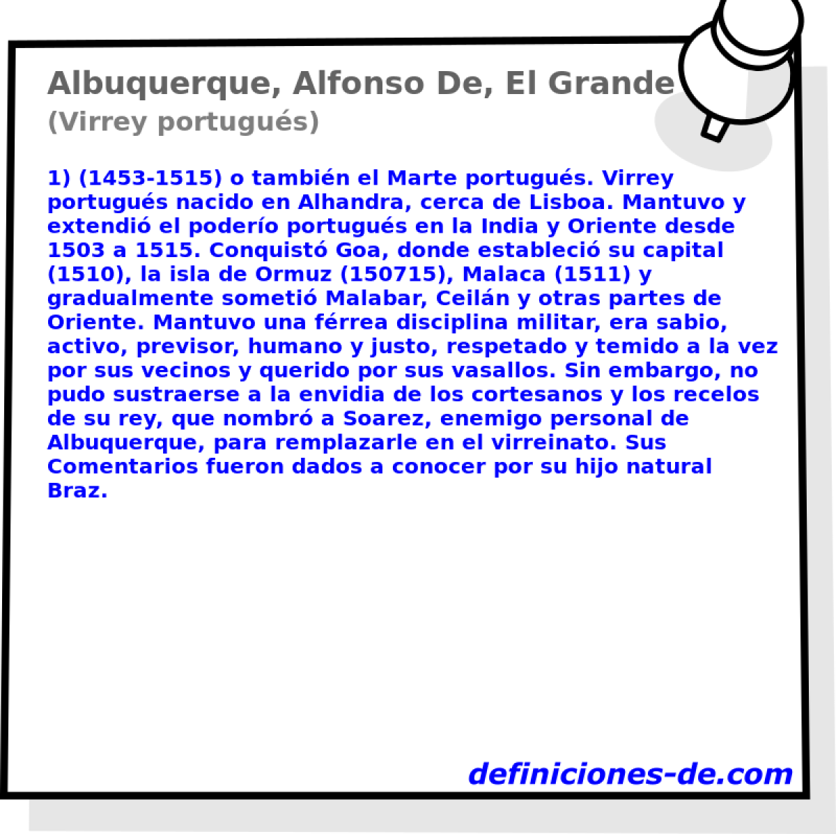 Albuquerque, Alfonso De, El Grande (Virrey portugus)