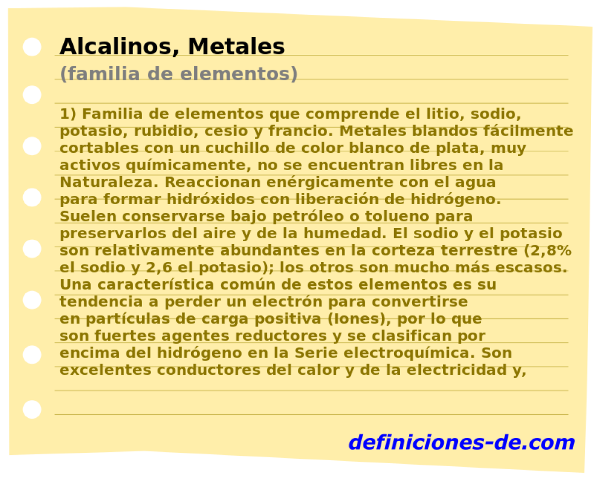 Alcalinos, Metales (familia de elementos)