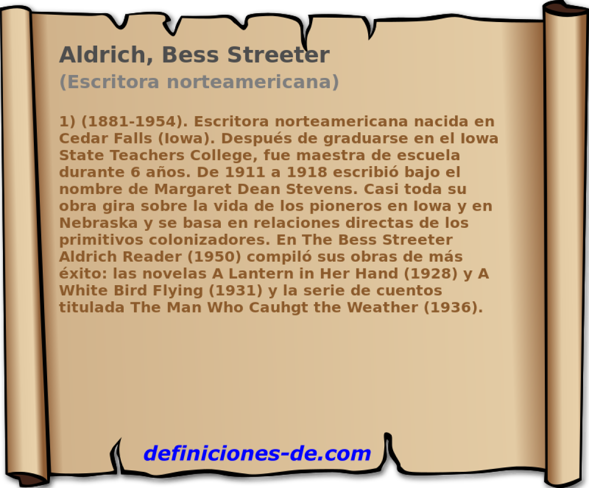 Aldrich, Bess Streeter (Escritora norteamericana)