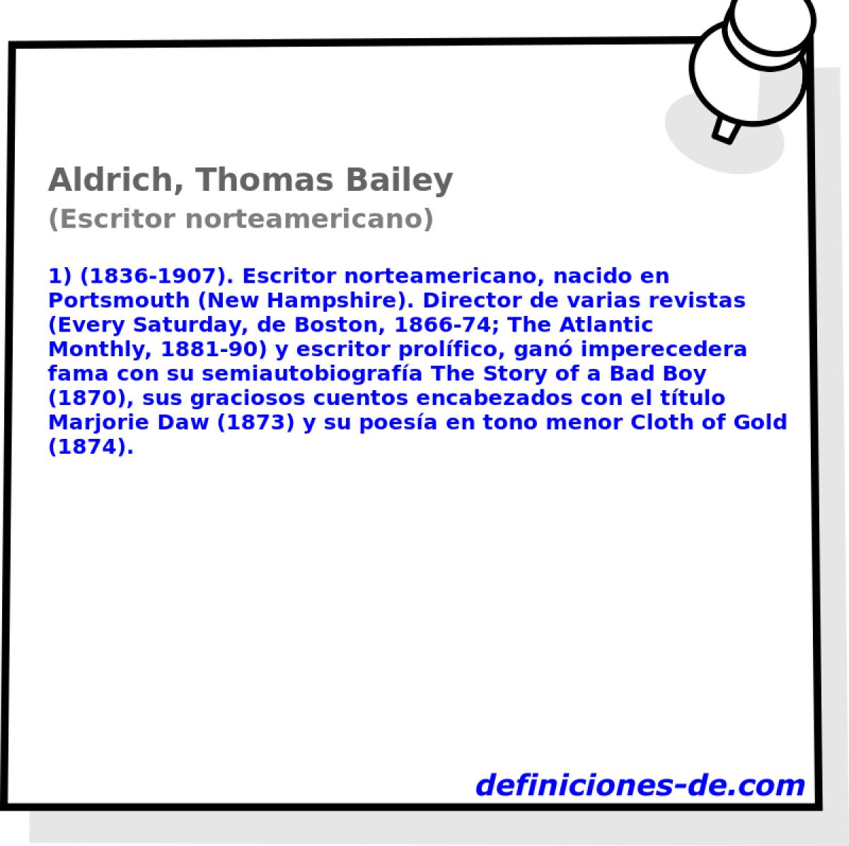 Aldrich, Thomas Bailey (Escritor norteamericano)