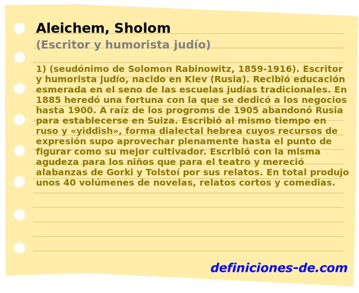 Aleichem, Sholom (Escritor y humorista judo)