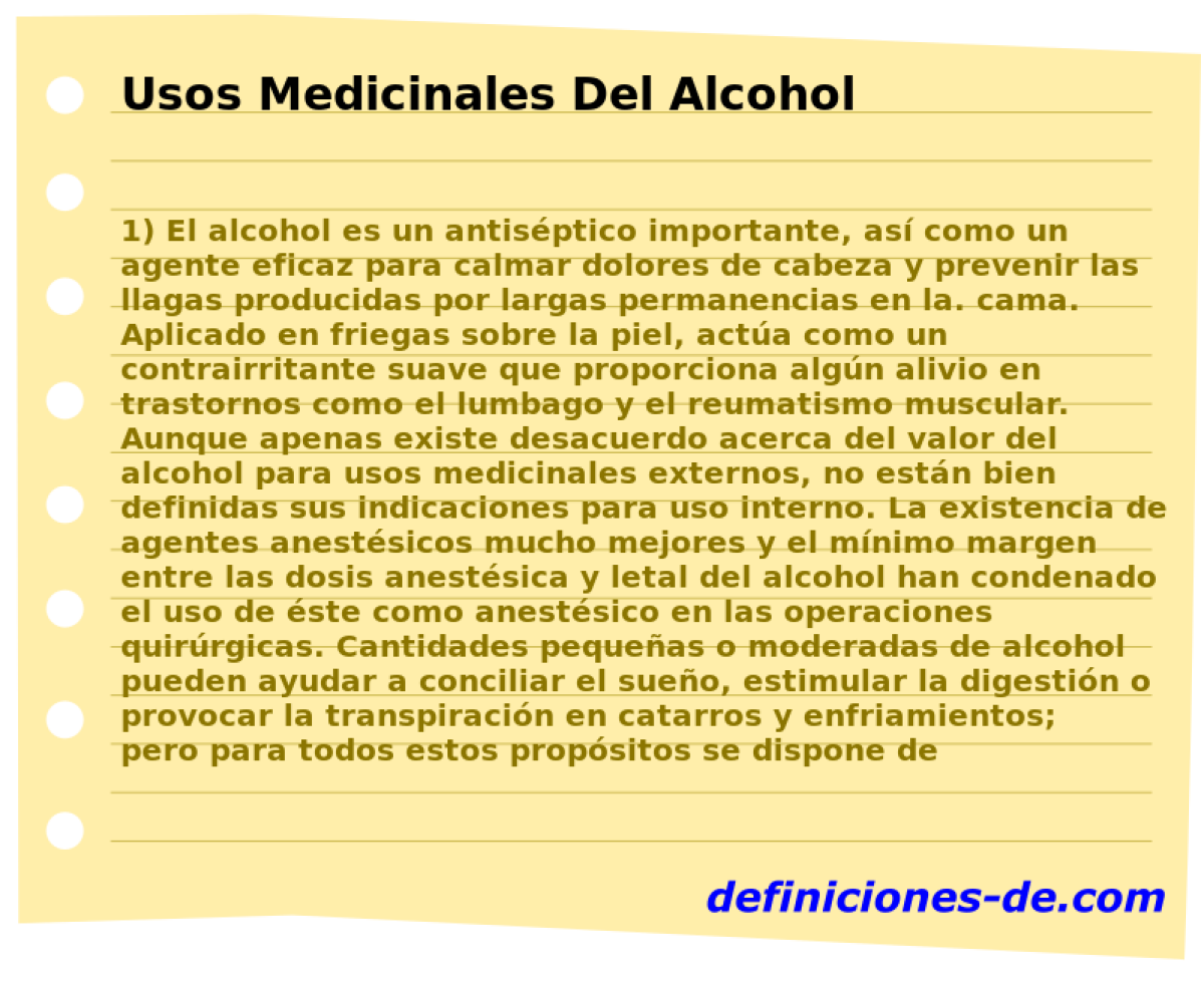 Usos Medicinales Del Alcohol 