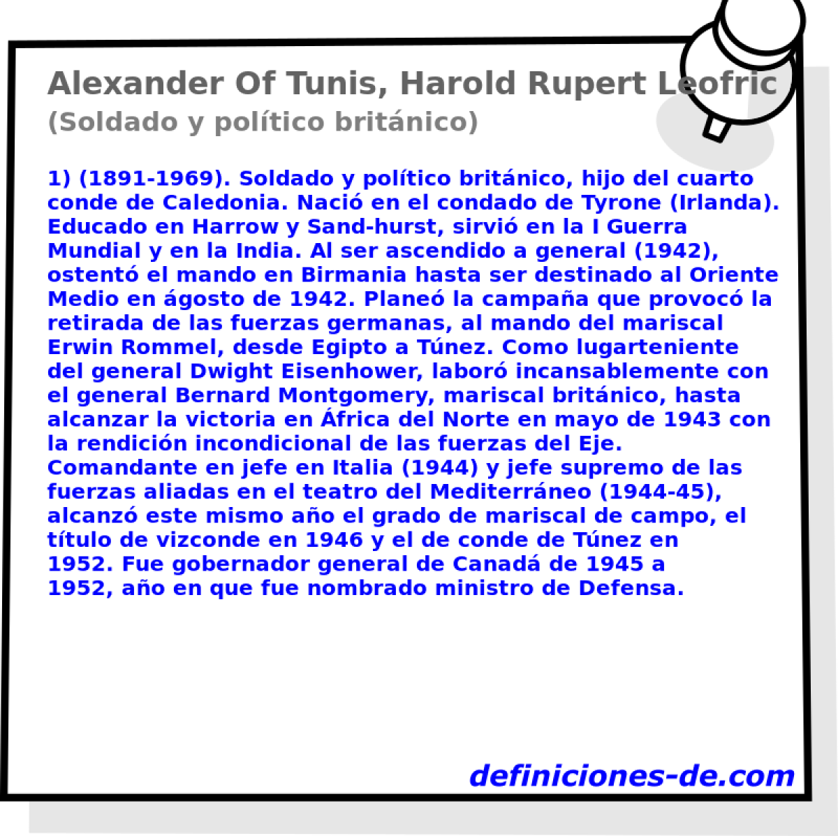 Alexander Of Tunis, Harold Rupert Leofric George, Conde De (Soldado y poltico britnico)