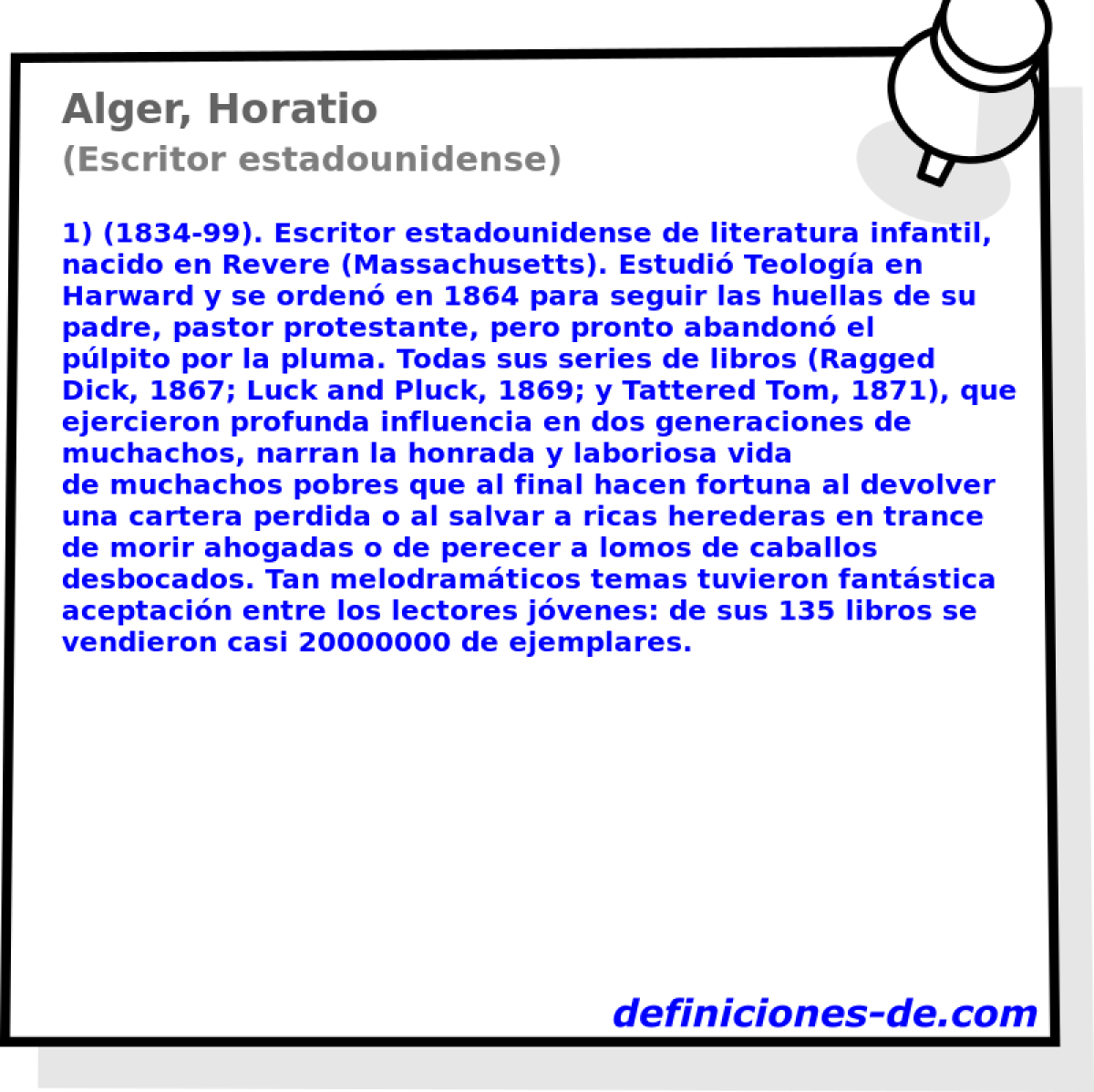 Alger, Horatio (Escritor estadounidense)