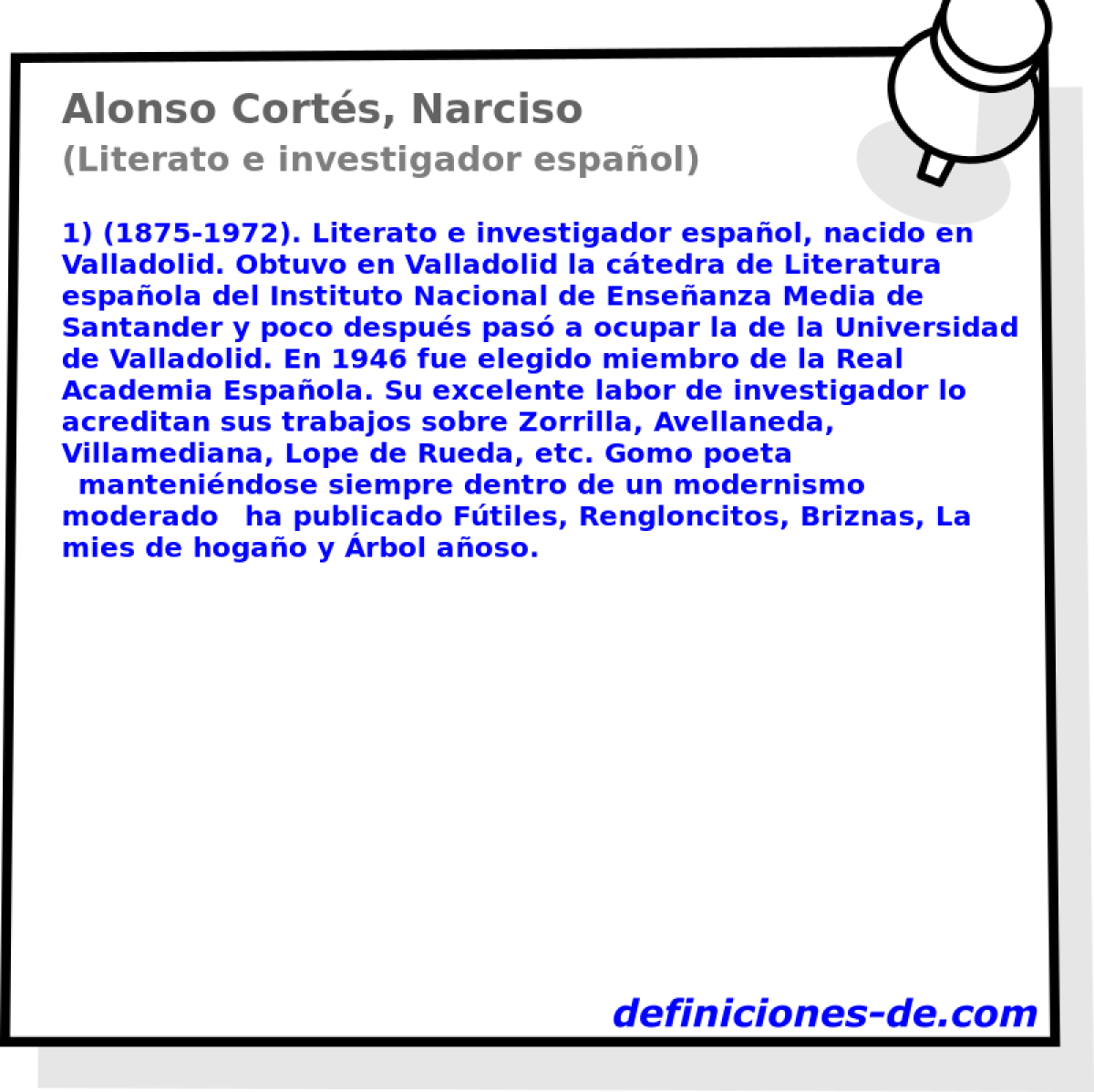 Alonso Corts, Narciso (Literato e investigador espaol)