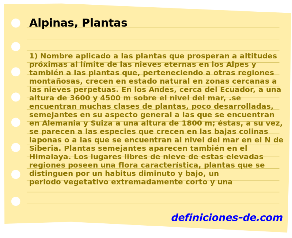 Alpinas, Plantas 