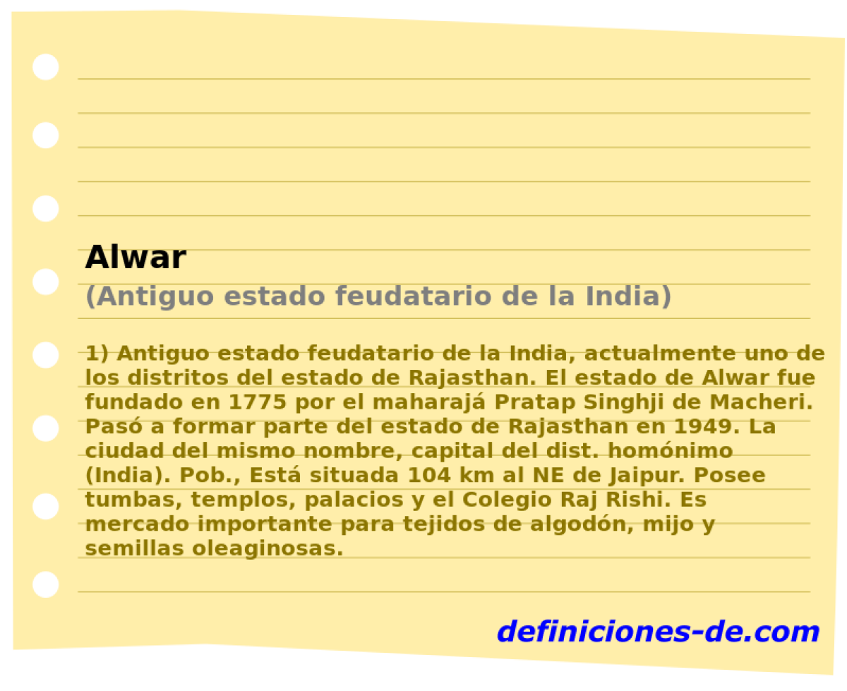 Alwar (Antiguo estado feudatario de la India)