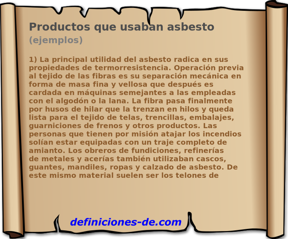 Productos que usaban asbesto (ejemplos)