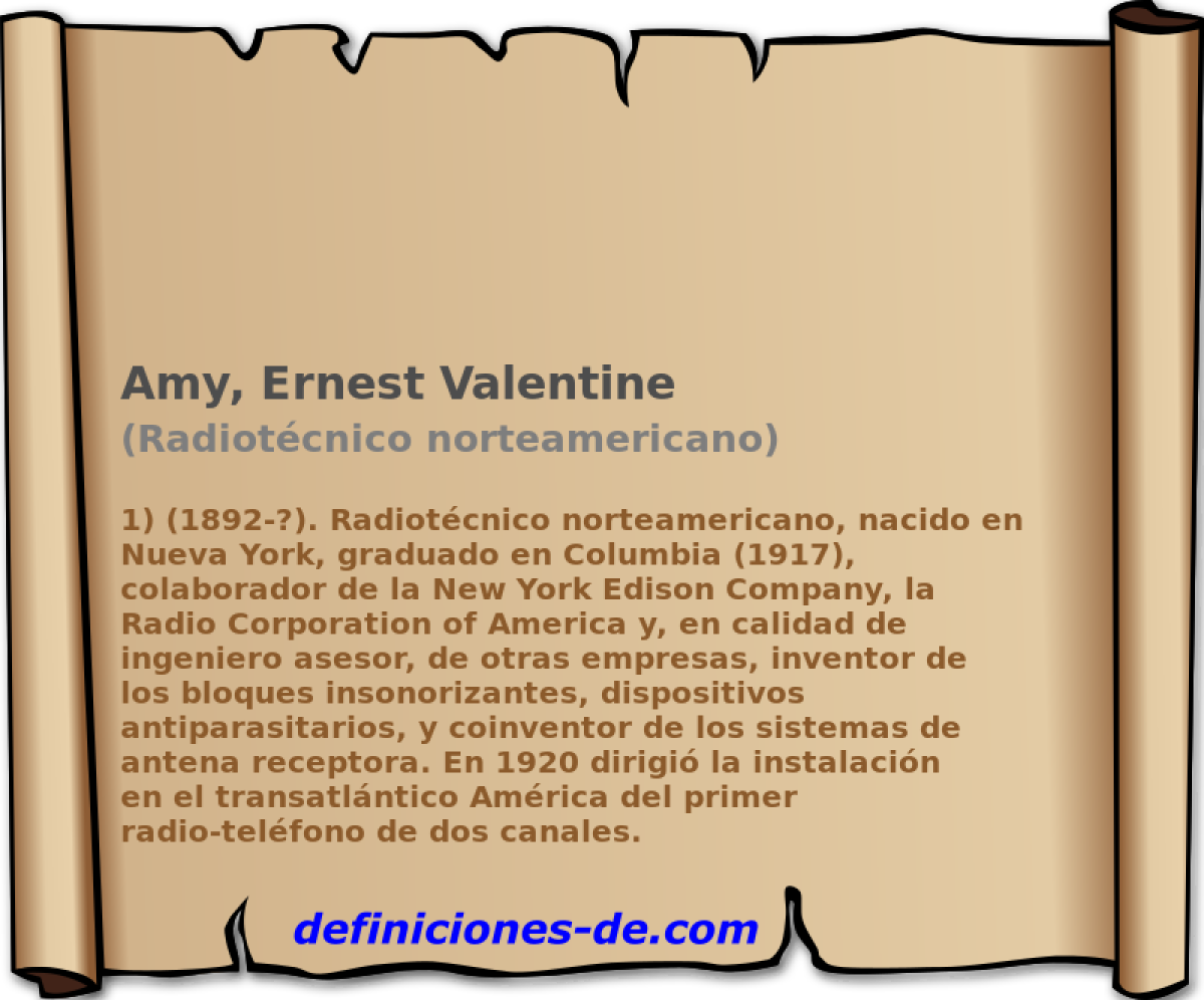 Amy, Ernest Valentine (Radiotcnico norteamericano)