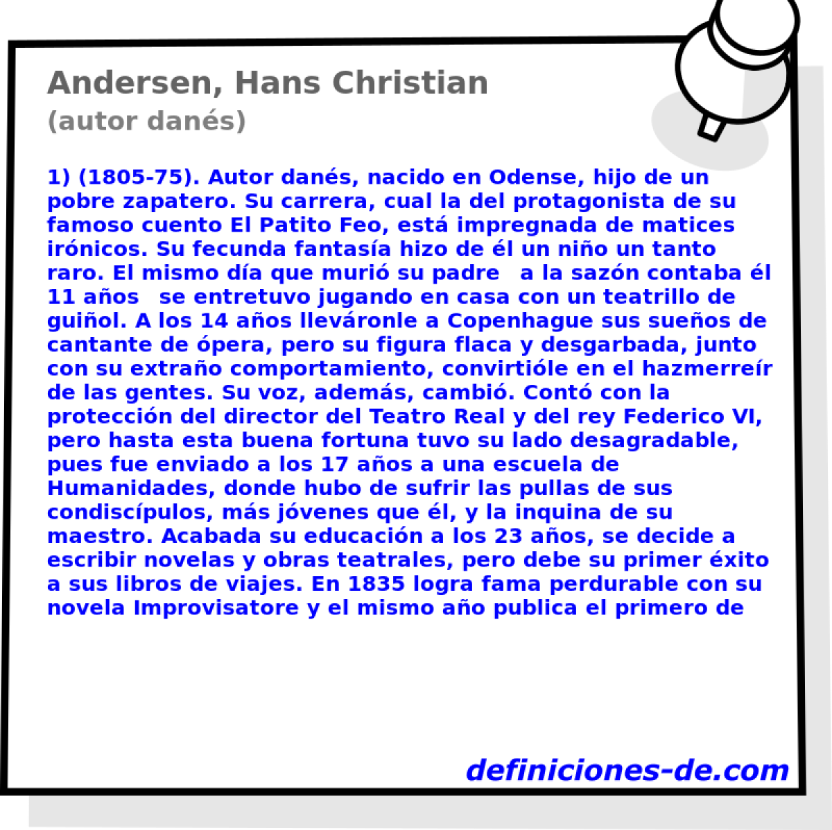 Andersen, Hans Christian (autor dans)