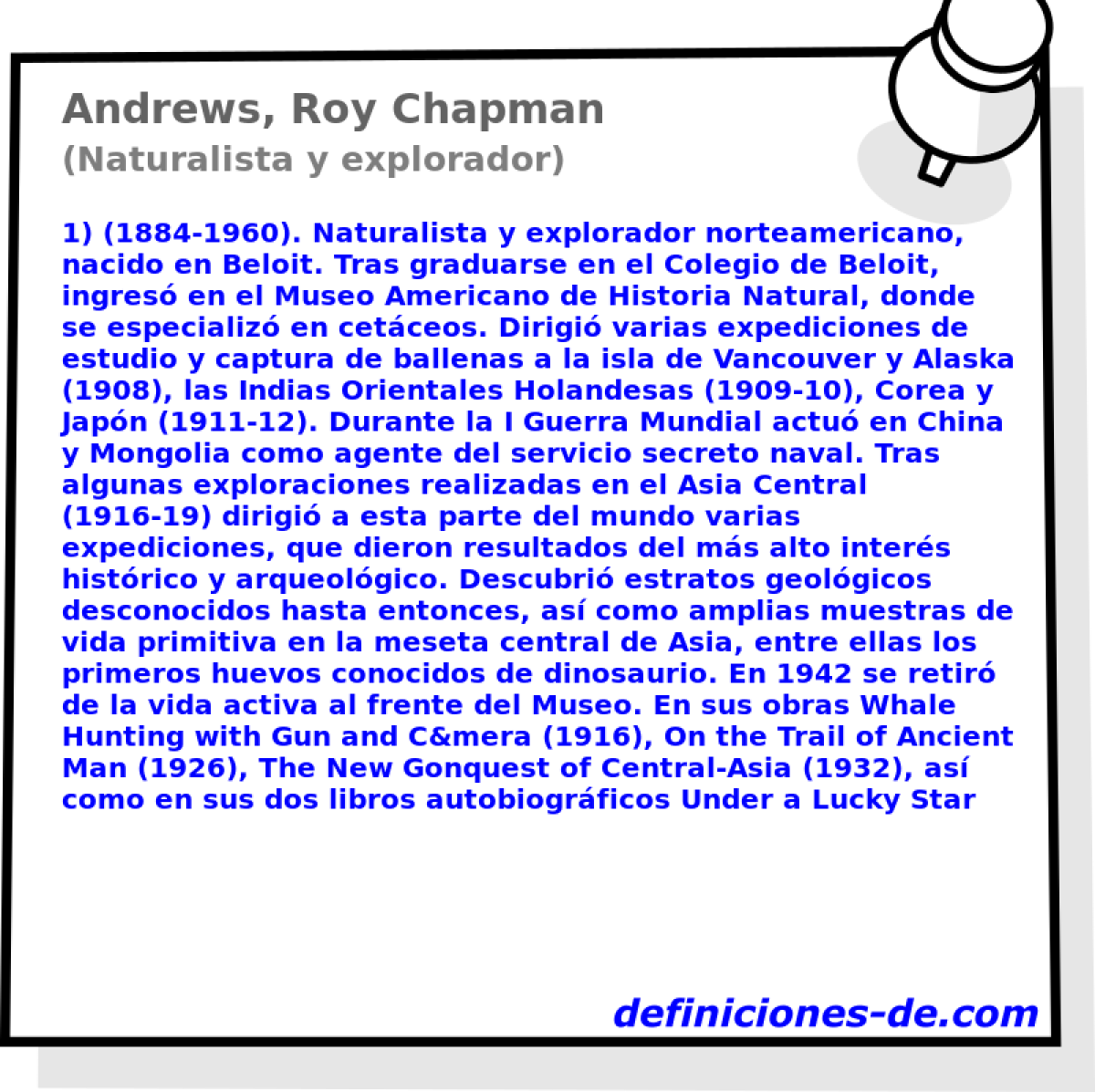 Andrews, Roy Chapman (Naturalista y explorador)