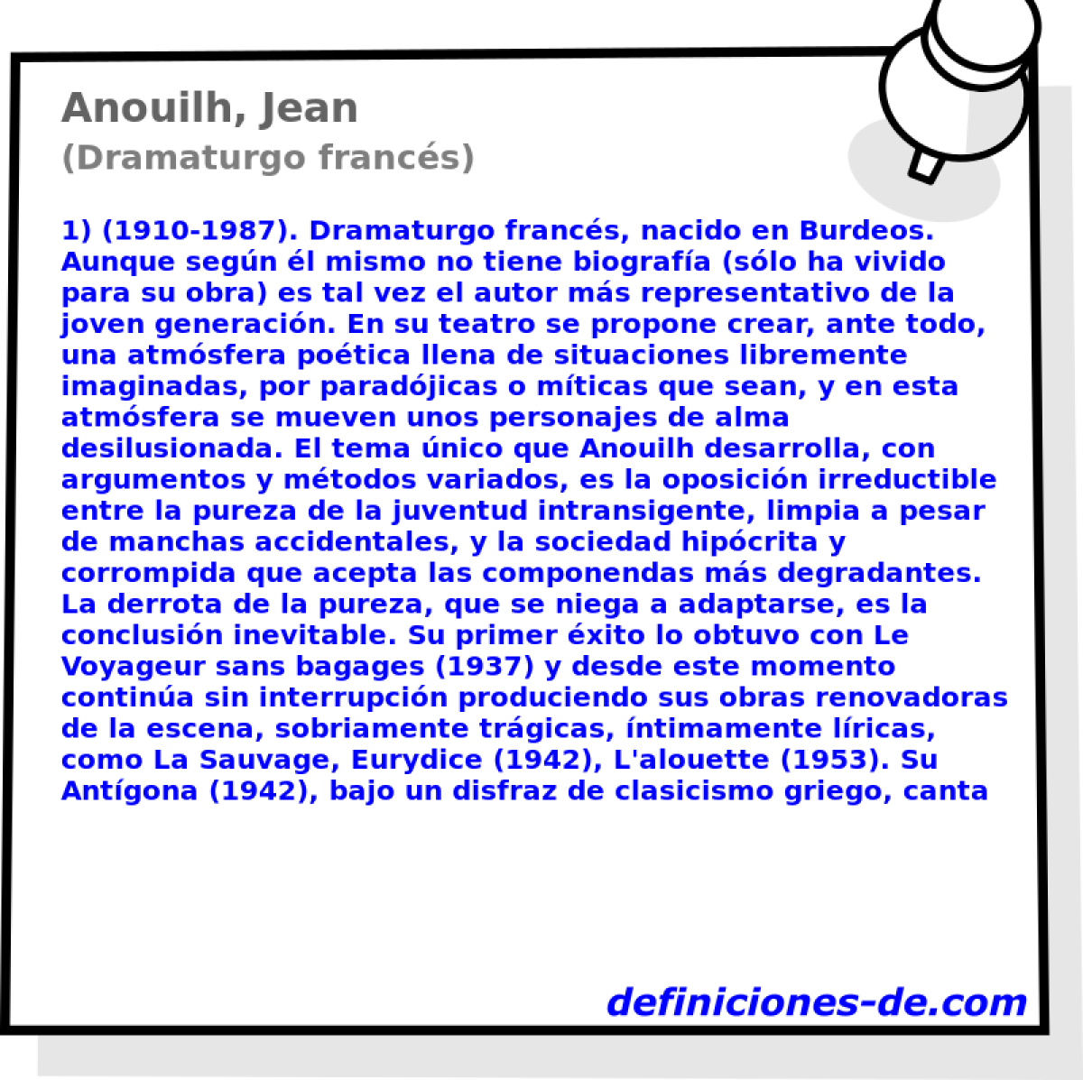 Anouilh, Jean (Dramaturgo francs)