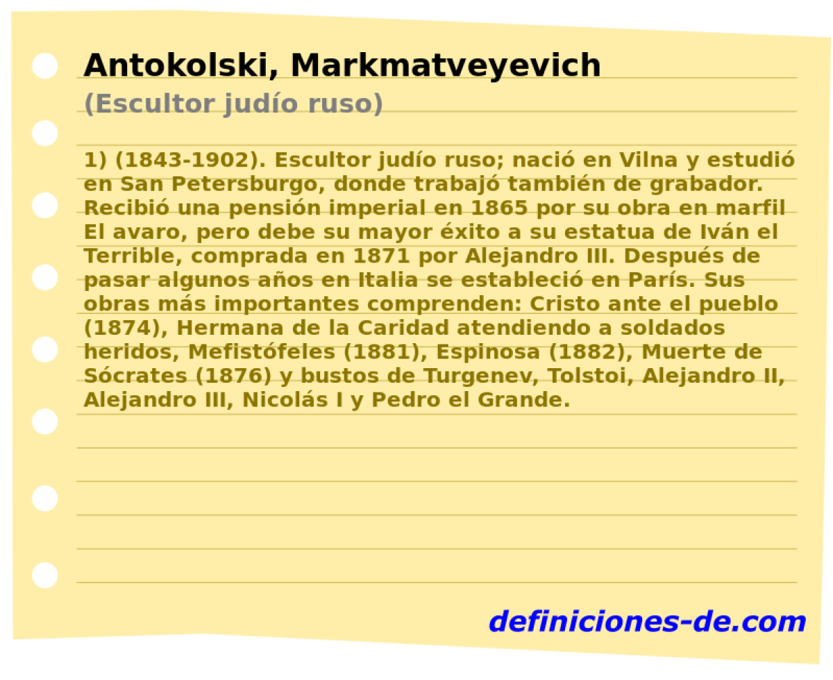 Antokolski, Markmatveyevich (Escultor judo ruso)
