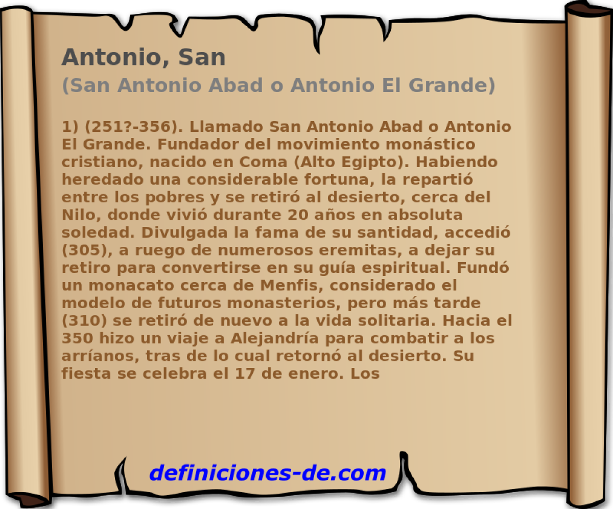 Antonio, San (San Antonio Abad o Antonio El Grande)