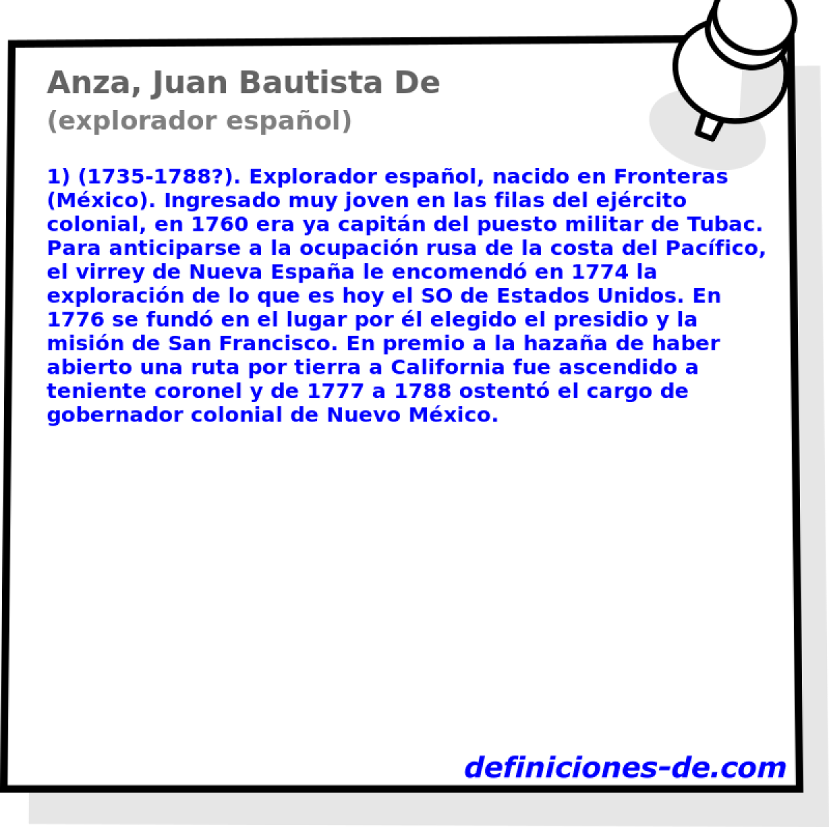 Anza, Juan Bautista De (explorador espaol)