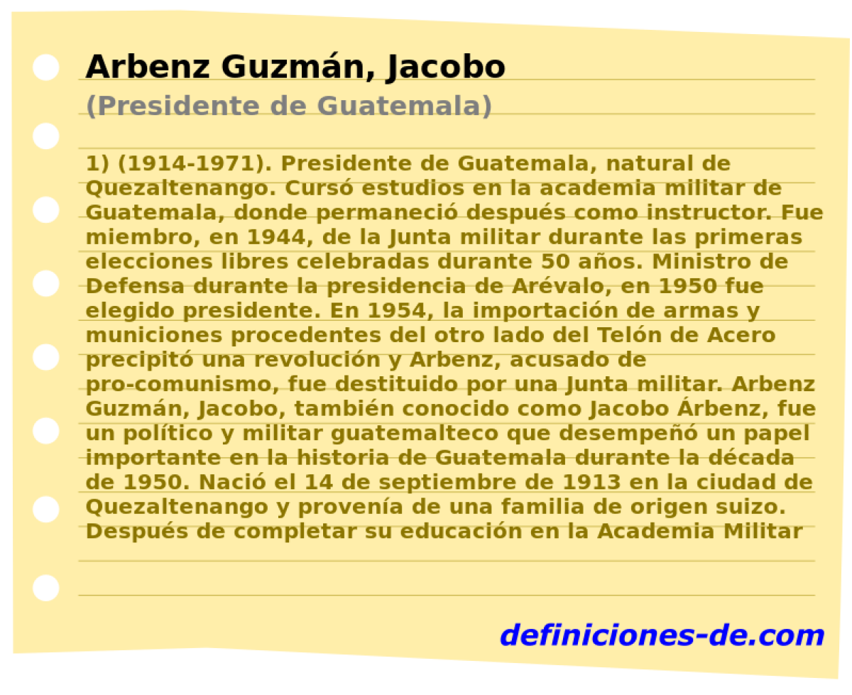 Arbenz Guzmn, Jacobo (Presidente de Guatemala)