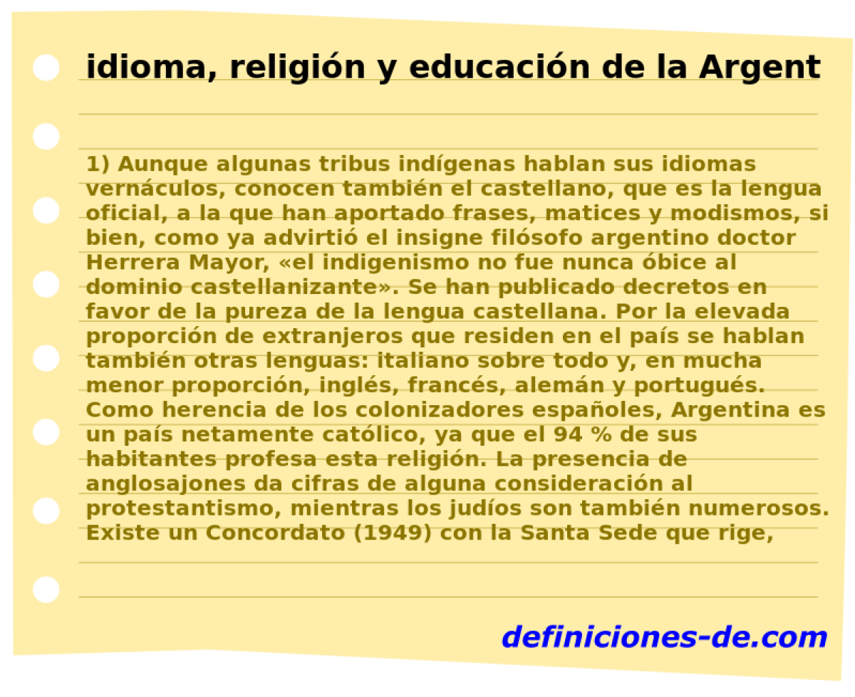 idioma, religin y educacin de la Argentina 