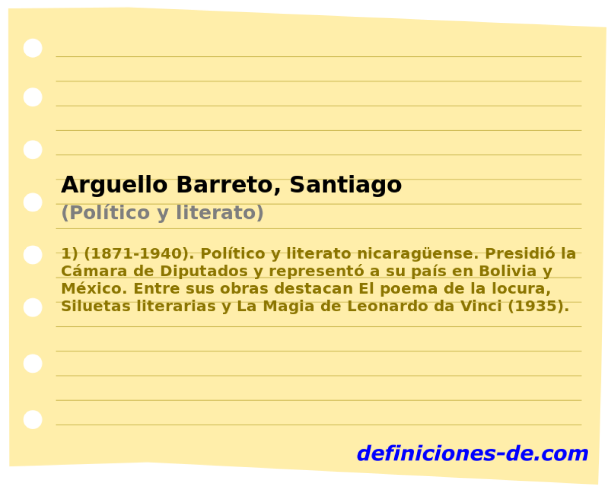 Arguello Barreto, Santiago (Poltico y literato)