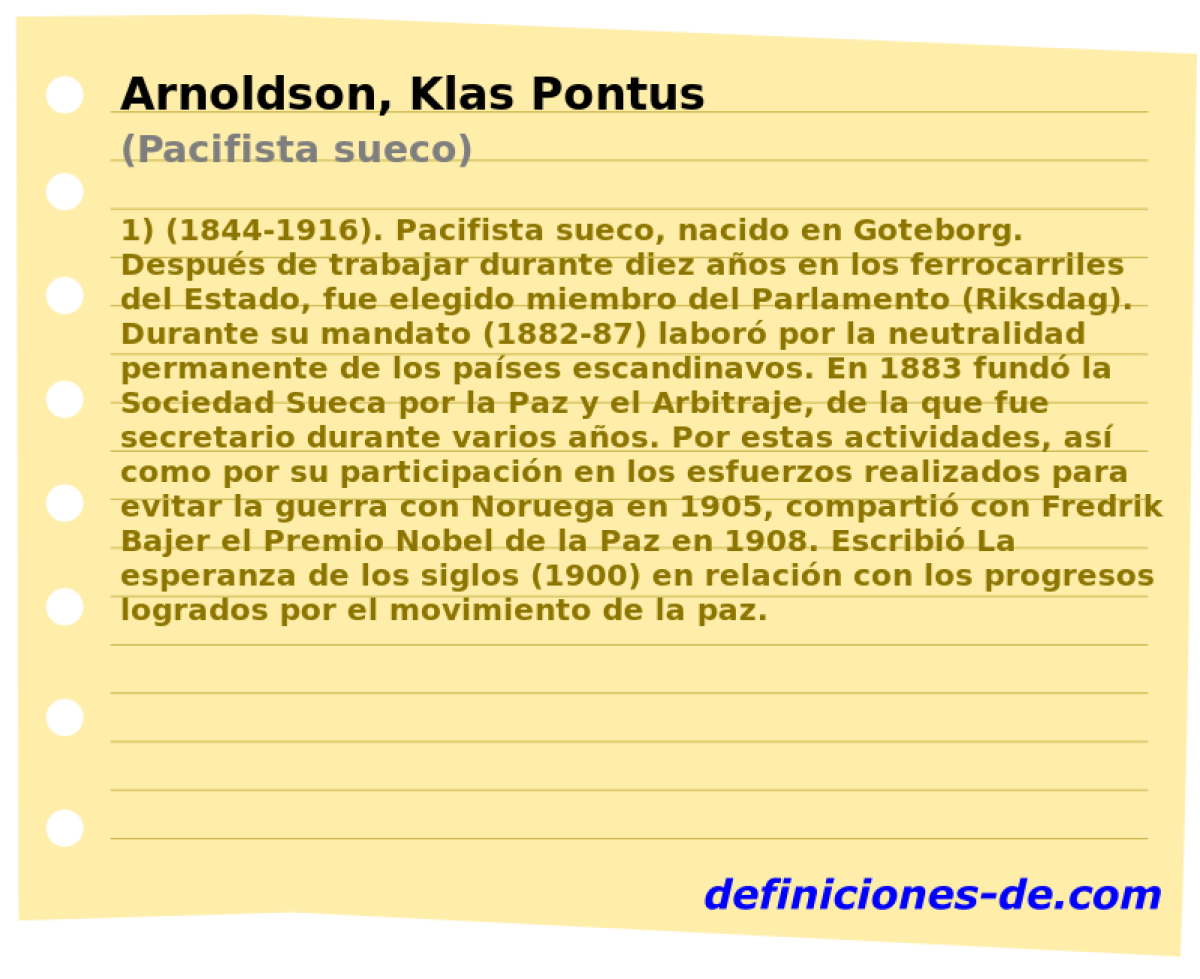 Arnoldson, Klas Pontus (Pacifista sueco)