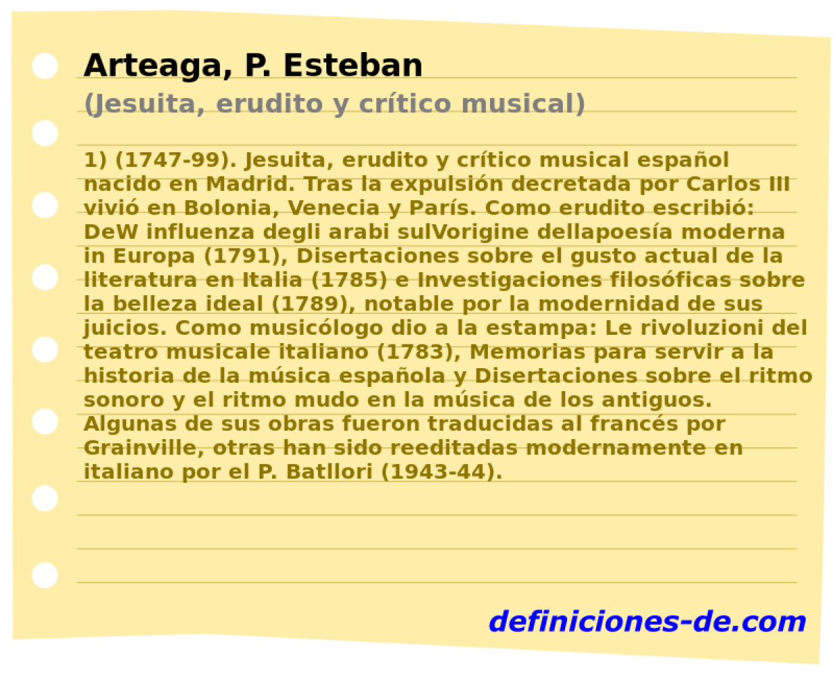 Arteaga, P. Esteban (Jesuita, erudito y crtico musical)