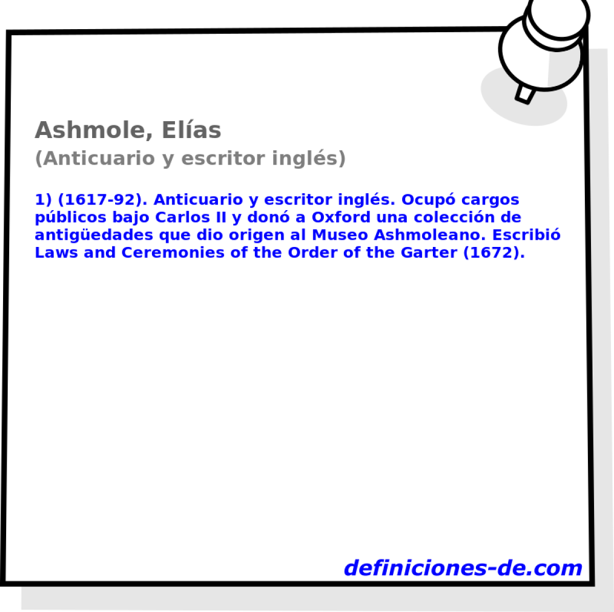 Ashmole, Elas (Anticuario y escritor ingls)