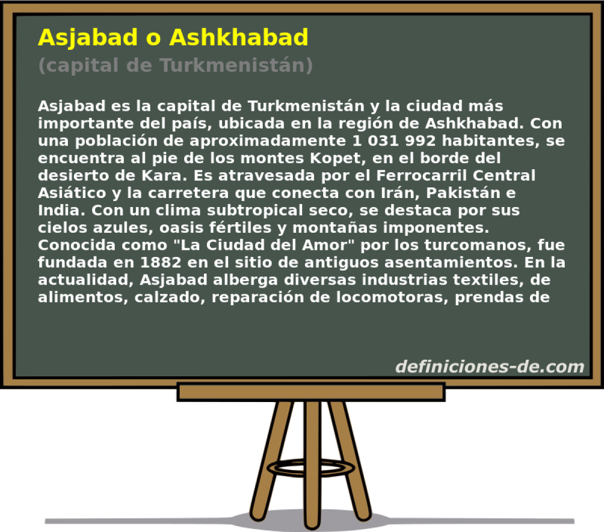 Asjabad o Ashkhabad (capital de Turkmenistn)