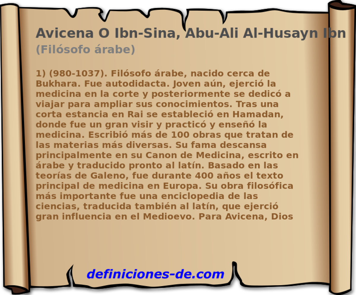 Avicena O Ibn-Sina, Abu-Ali Al-Husayn Ibn-Sina (Filsofo rabe)