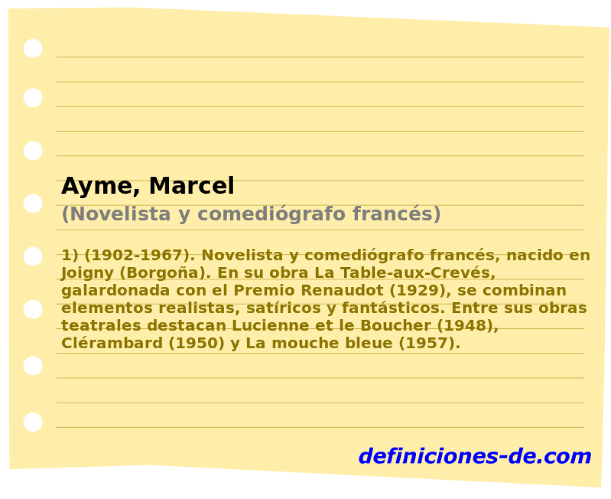 Ayme, Marcel (Novelista y comedigrafo francs)