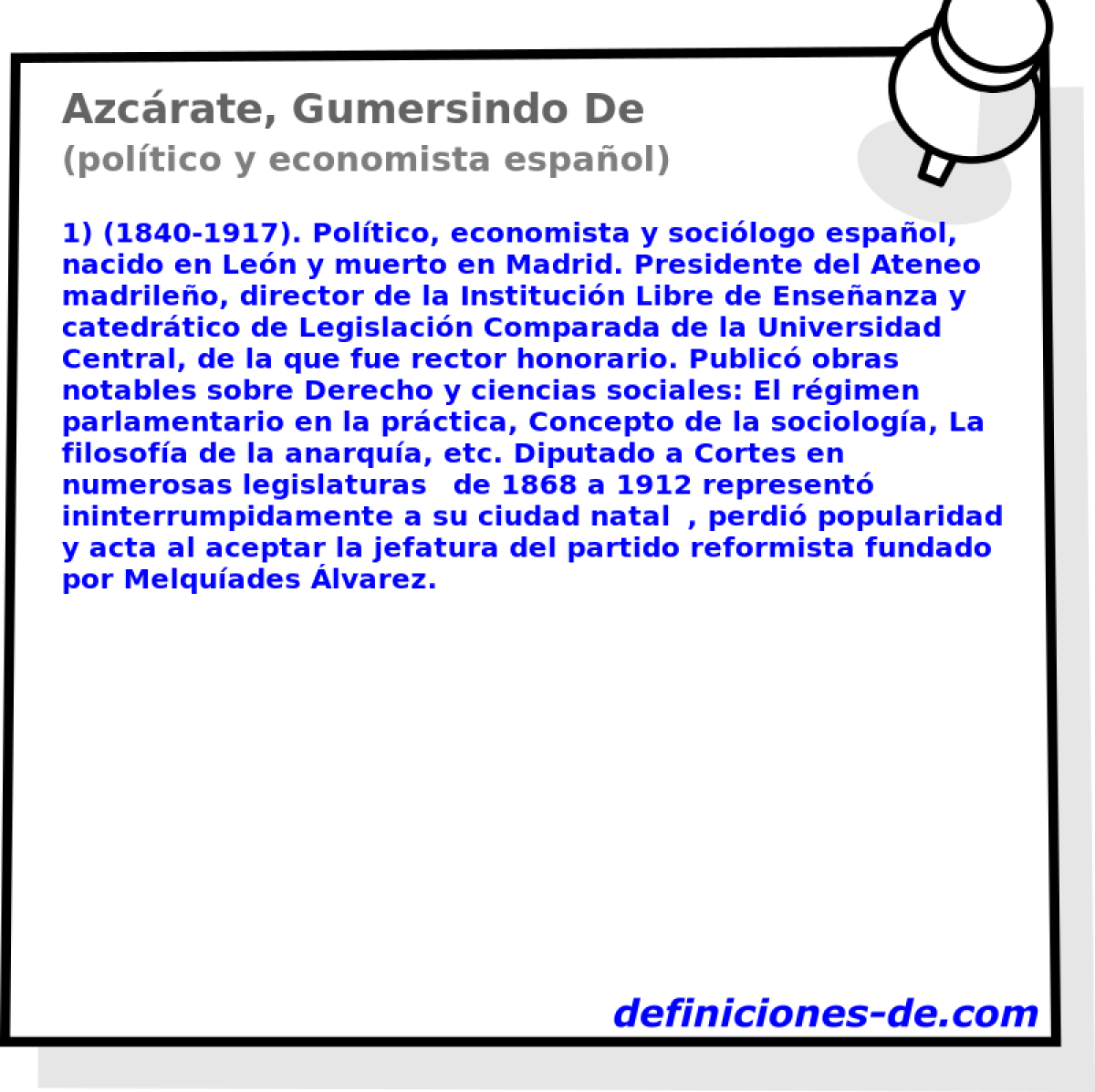 Azcrate, Gumersindo De (poltico y economista espaol)