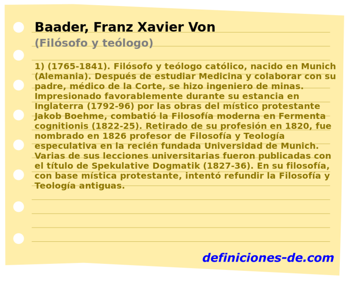 Baader, Franz Xavier Von (Filsofo y telogo)