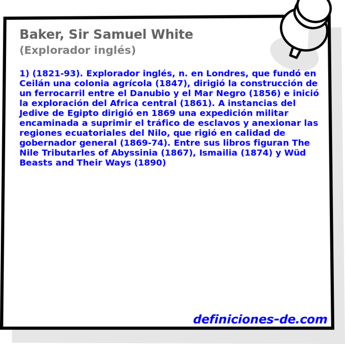 Baker, Sir Samuel White (Explorador ingls)