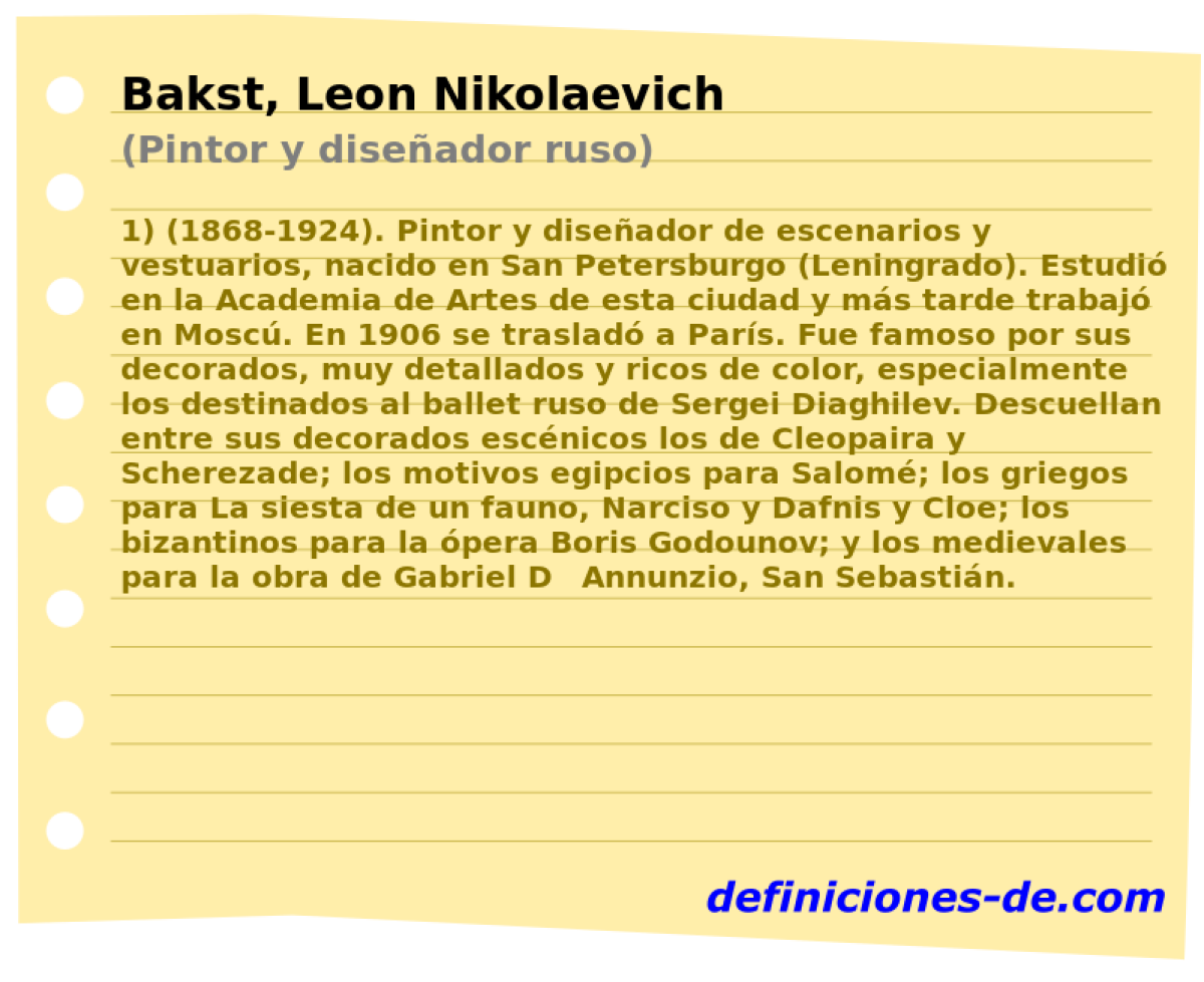 Bakst, Leon Nikolaevich (Pintor y diseador ruso)