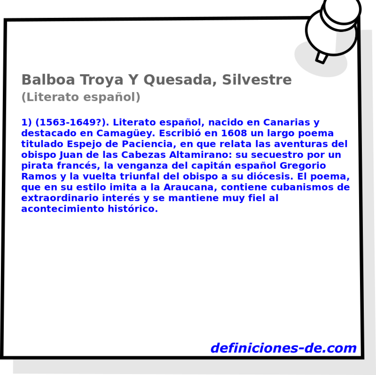 Balboa Troya Y Quesada, Silvestre (Literato espaol)