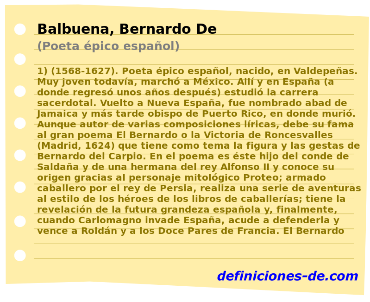 Balbuena, Bernardo De (Poeta pico espaol)