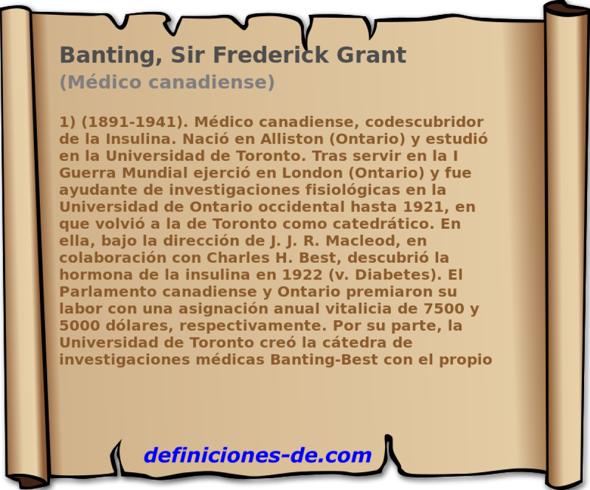 Banting, Sir Frederick Grant (Mdico canadiense)