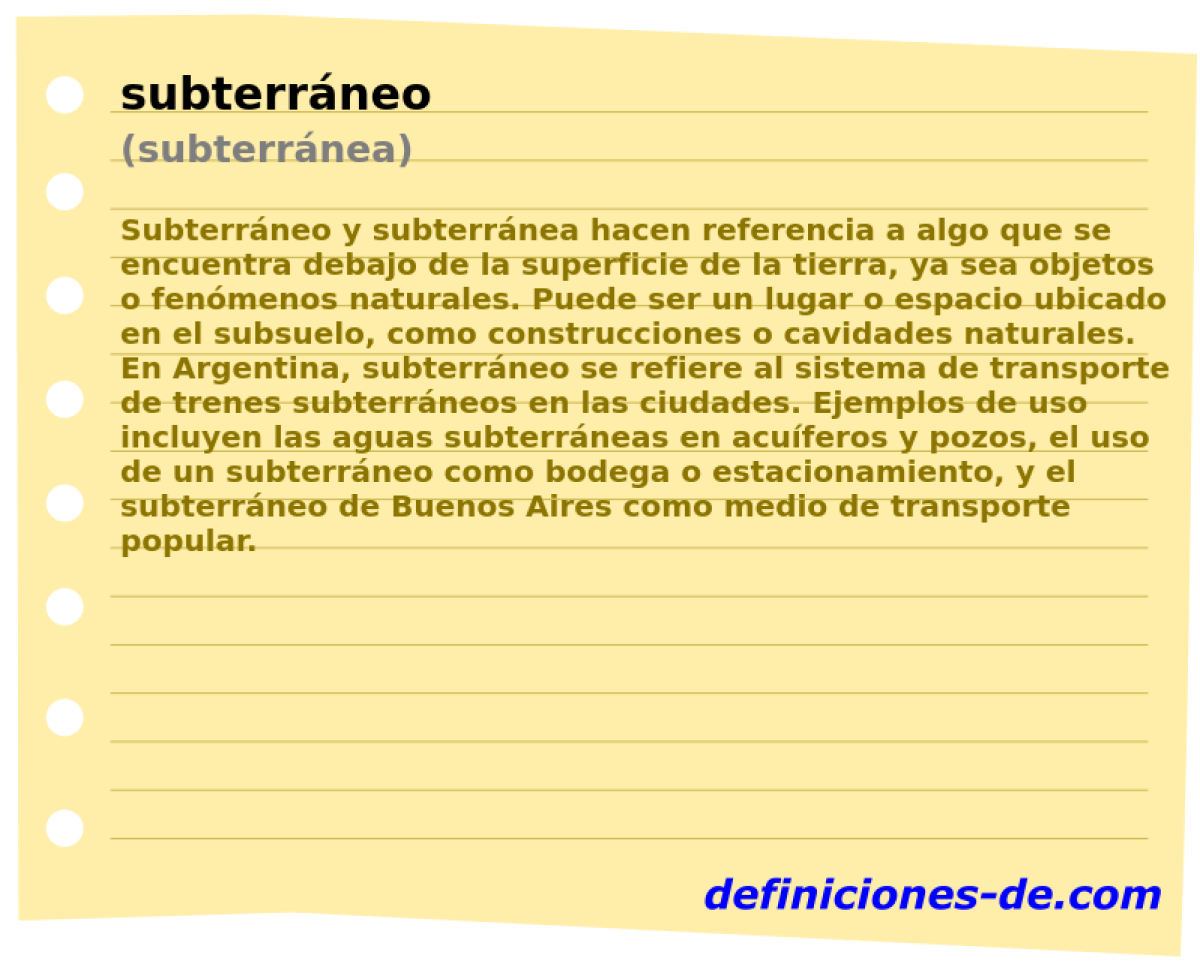 subterrneo (subterrnea)