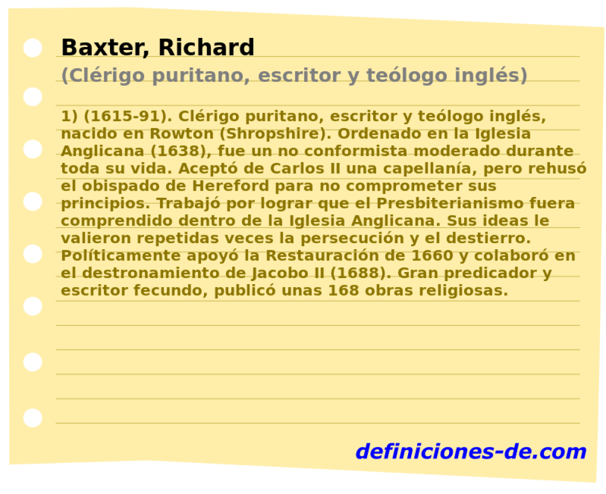 Baxter, Richard (Clrigo puritano, escritor y telogo ingls)