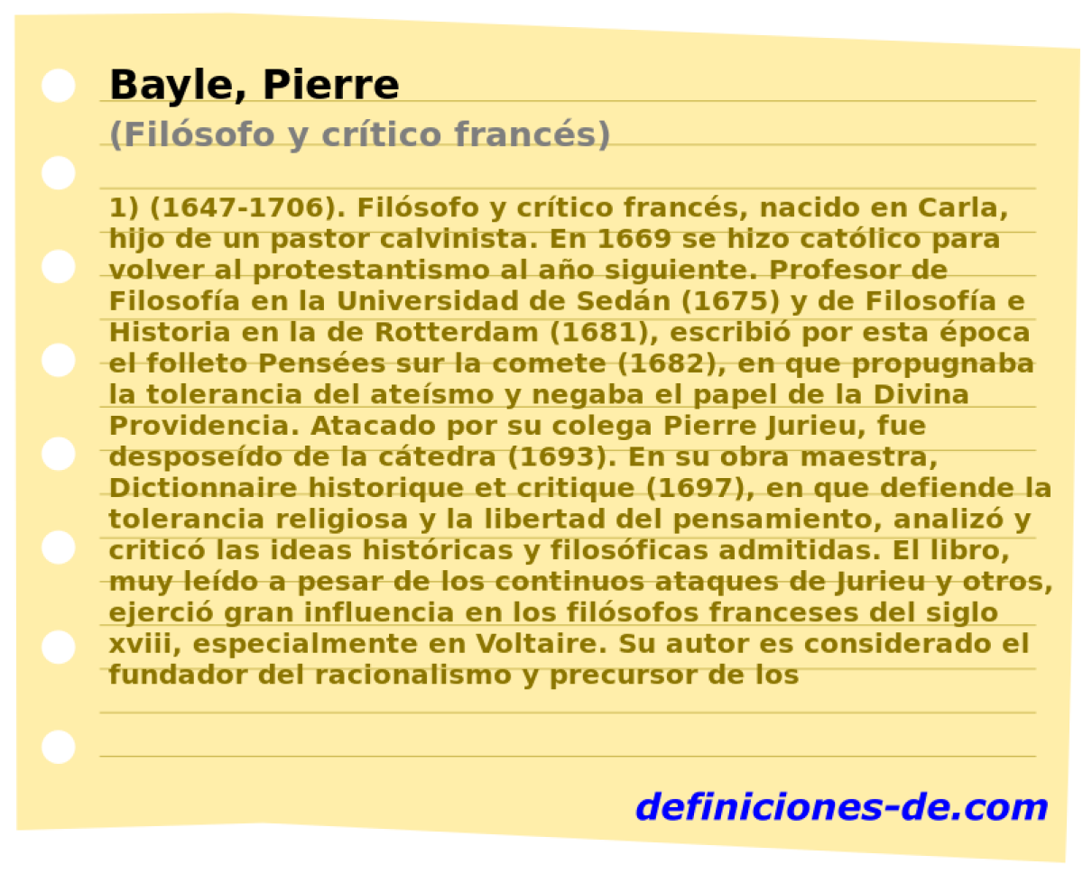 Bayle, Pierre (Filsofo y crtico francs)