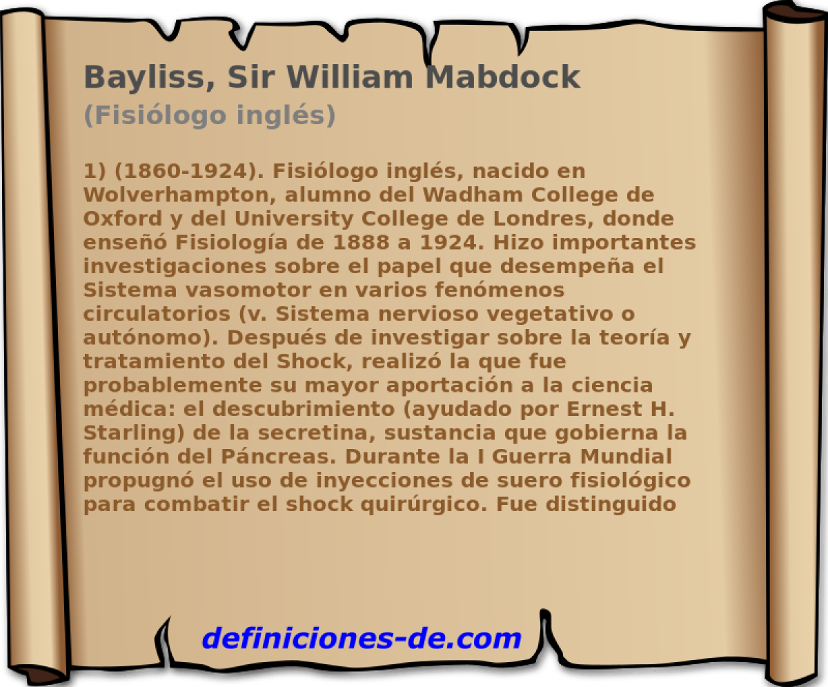 Bayliss, Sir William Mabdock (Fisilogo ingls)